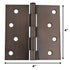 Warwick 4" Door Hinge Square Corner Oil-Rubbed Bronze BDA3015BZ