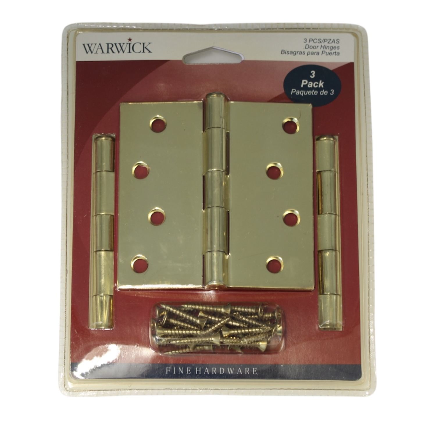 Warwick 4" Door Hinge Square Corner Polished Brass BDA3015PB