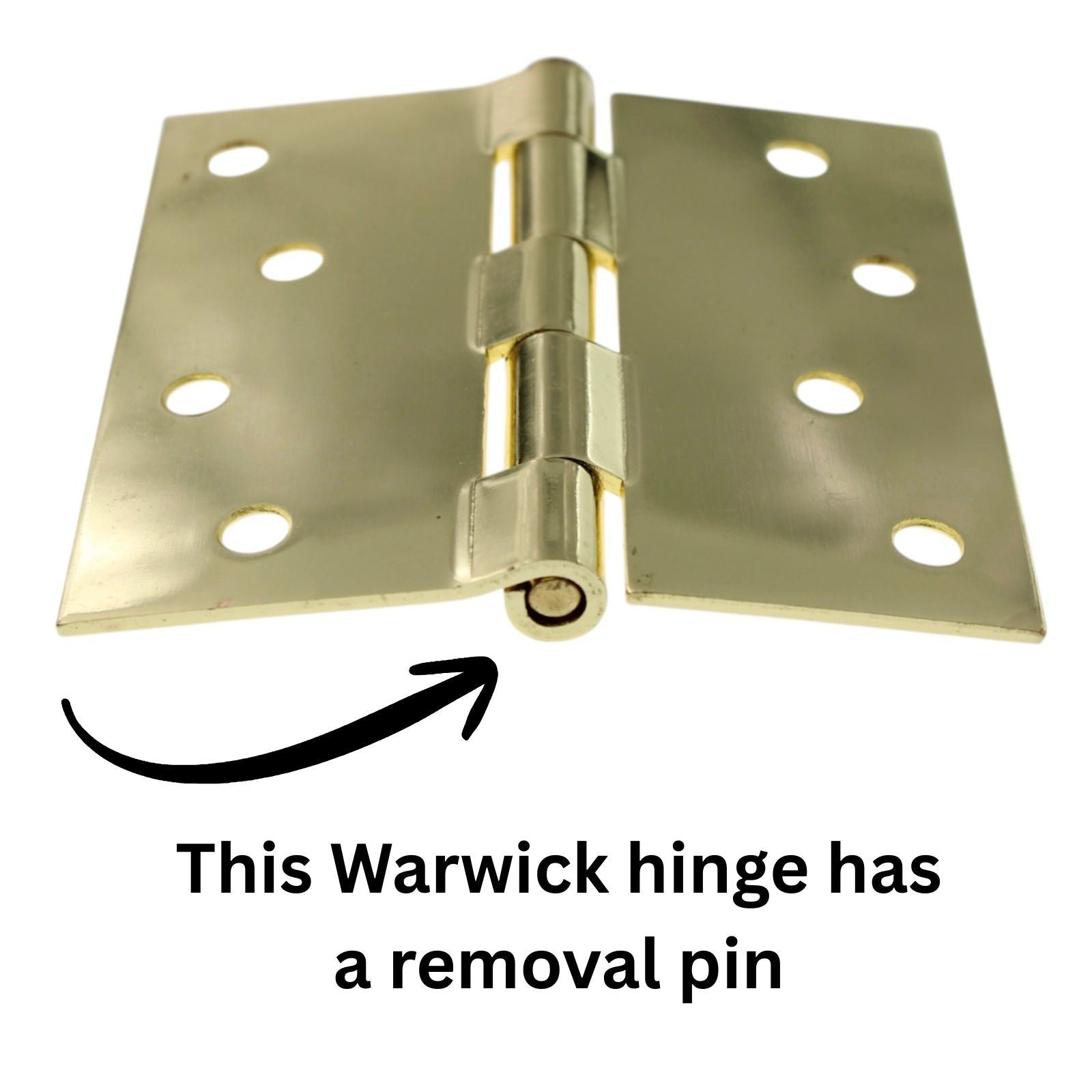 3 Pack Warwick 4" Door Hinge Square Corner Polished Brass DA3015PB