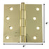 3 Pack Warwick 4" Door Hinge Square Corner Polished Brass DA3015PB