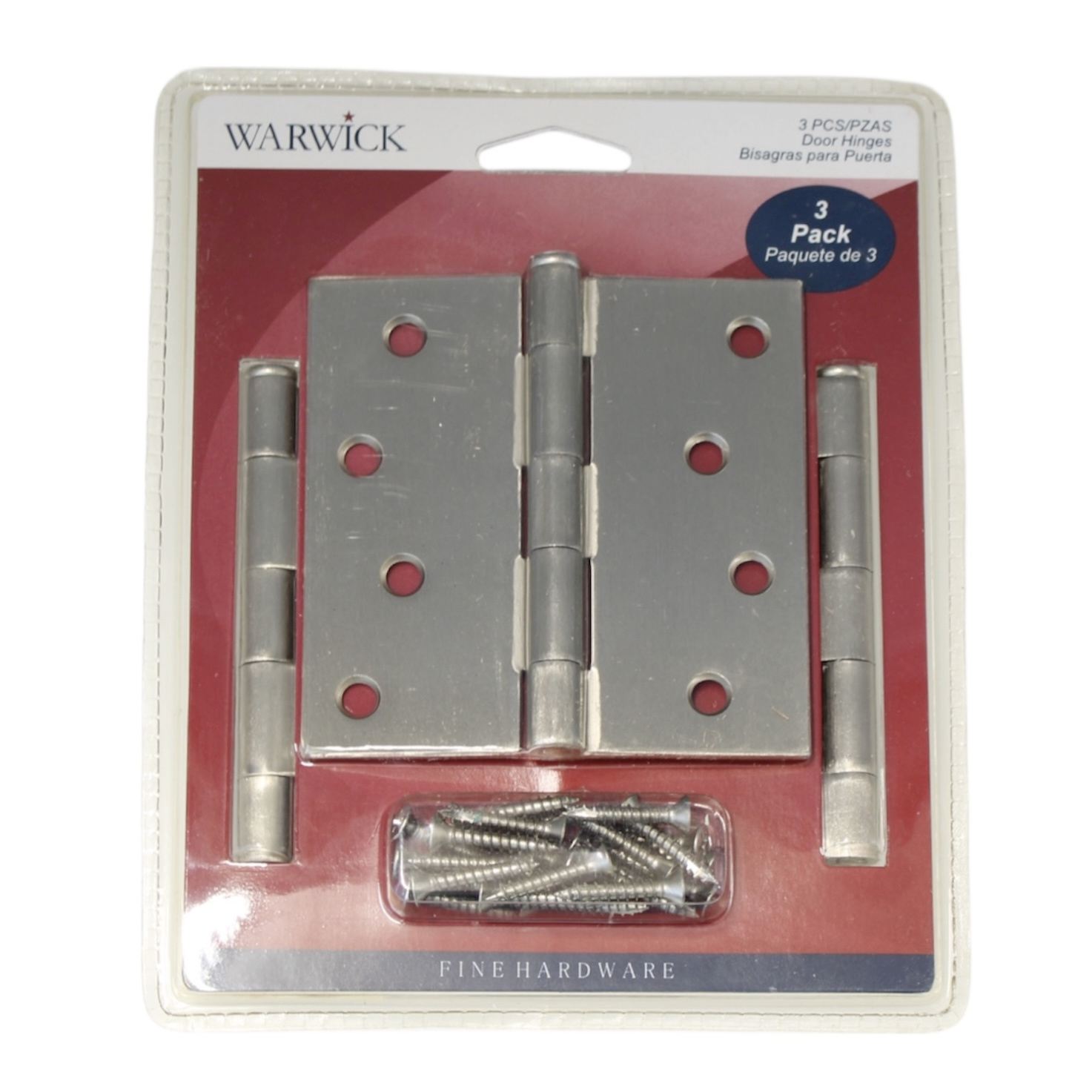 Warwick 4" Door Hinge Square Corner Satin Nickel BDA3015SN