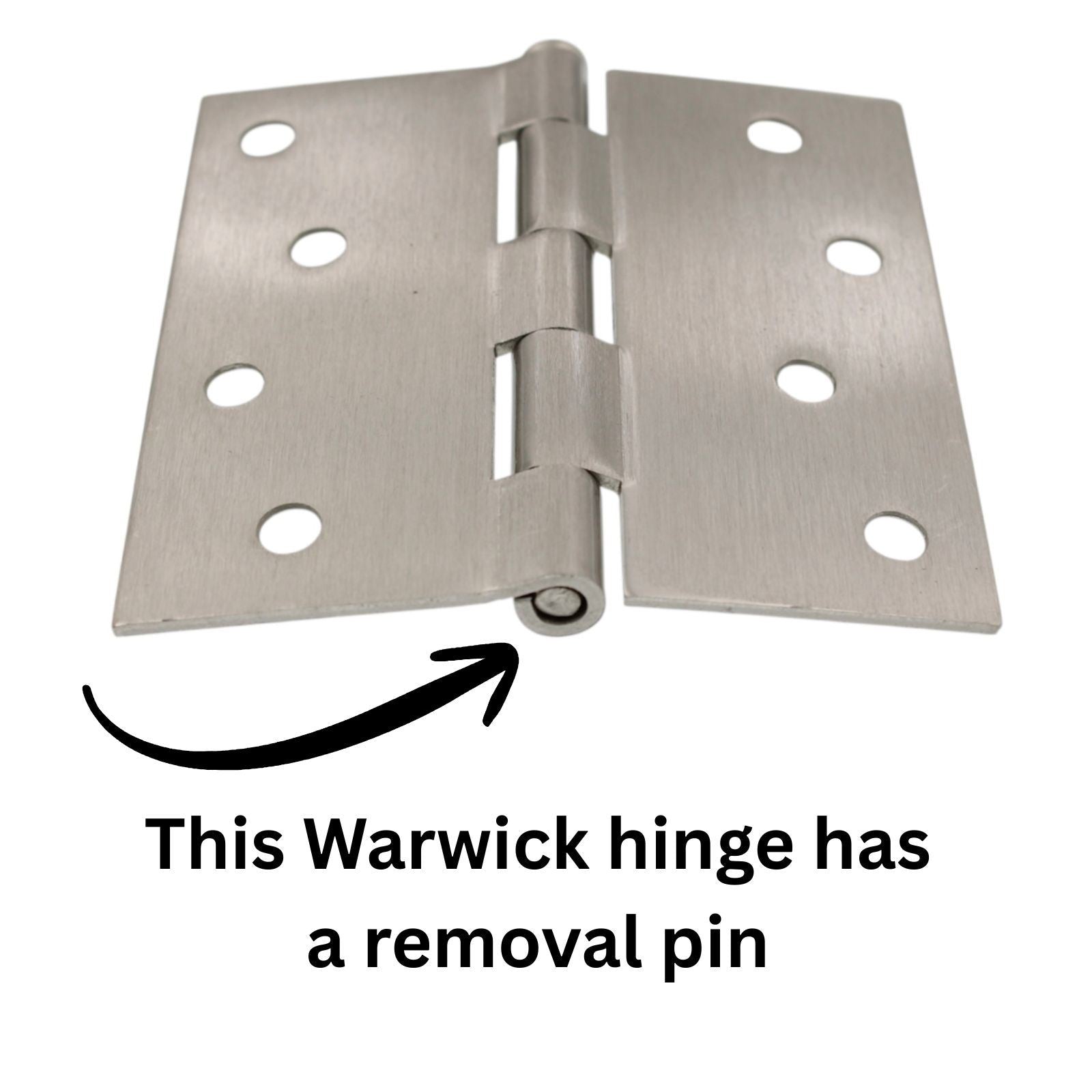3 Pack Warwick 4" Door Hinge Square Corner Satin Nickel DA3015SN