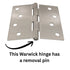 Warwick 4" Door Hinge Square Corner Satin Nickel BDA3015SN