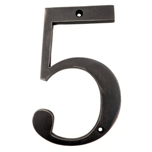 Large Bold 5" Aged Bronze Metal Flush House Address Numbers, Bold Easy-to-read Font