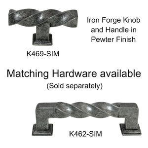 H-Select Iron Forge Pewter 2 1/2" Cabinet T-Bar Knob Rustic Twist K469-SIM