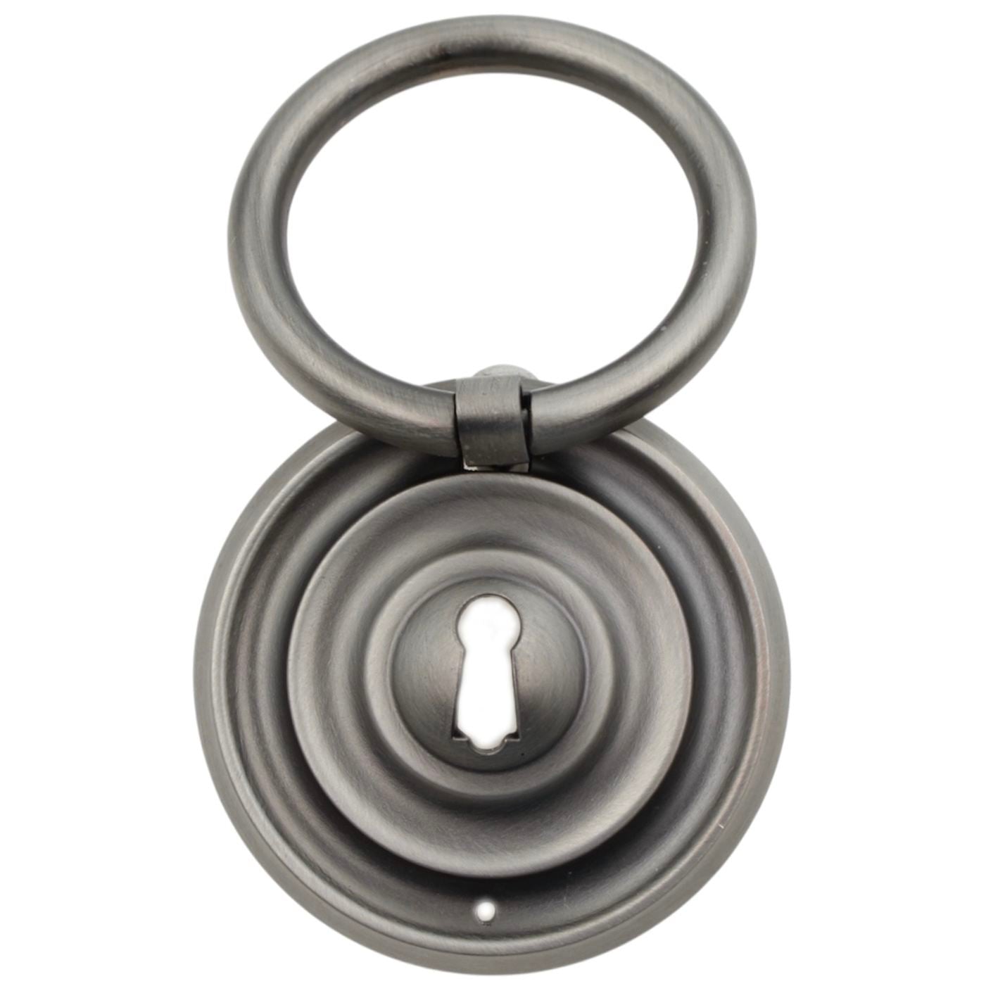 Cabinet or Drawer Ring Pull 2 1/2" Dia. with Backplate Dull Brushed Nickel K2274