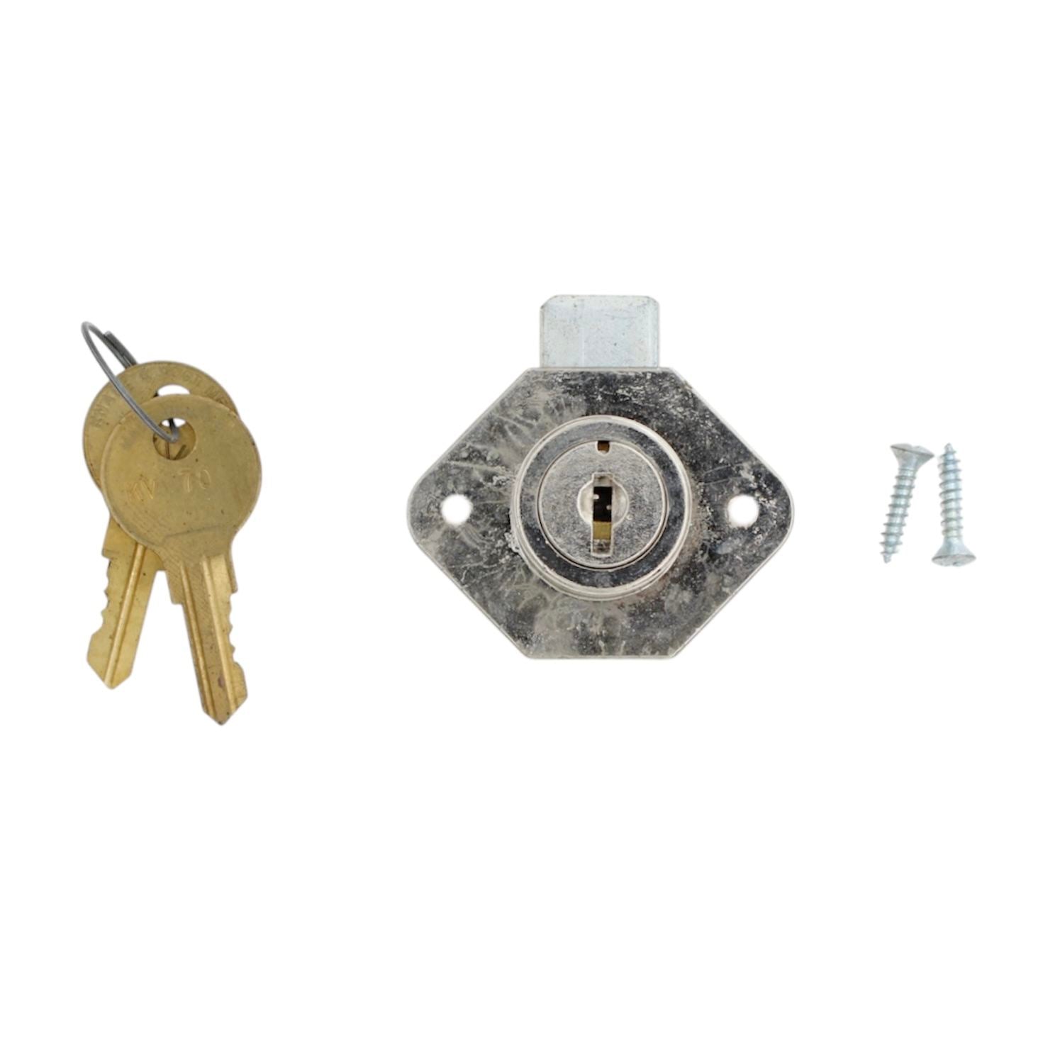 KV Cabinet Drawer Lock Deadbolt 7/8" Max Thickness Chrome 986 Keyed KV70
