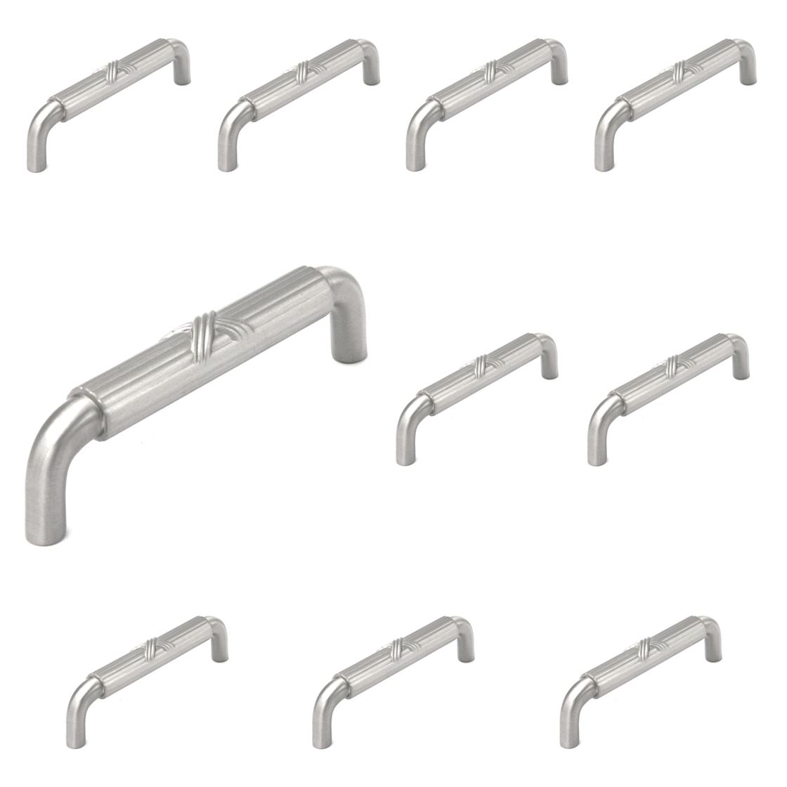 10 Pack Keeler Ribbon & Reed M408 Satin Nickel 3 3/4" (96mm)cc Solid Brass Handle Pull