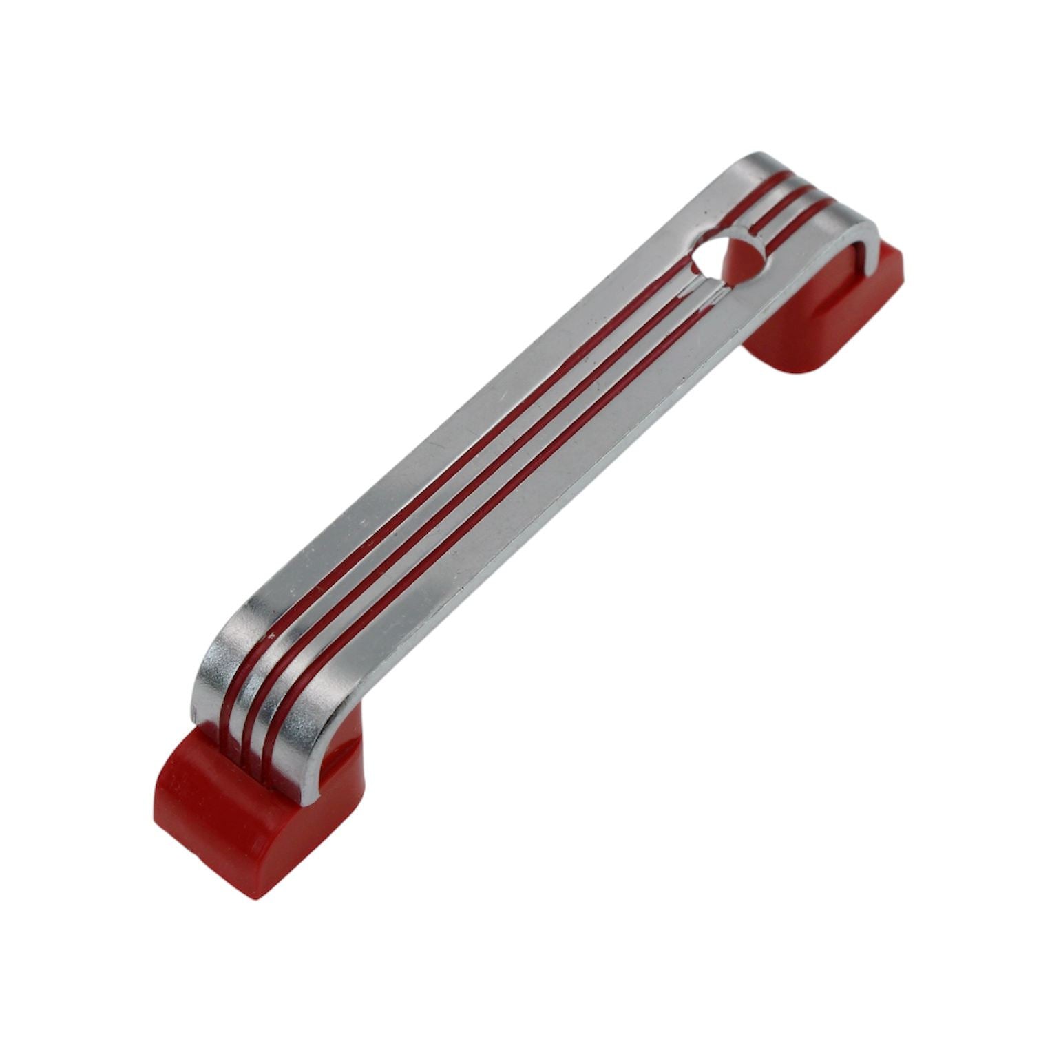 National Lock Master Chrome With Red Lines Push Button Cabinet Catch N61-6303-RD