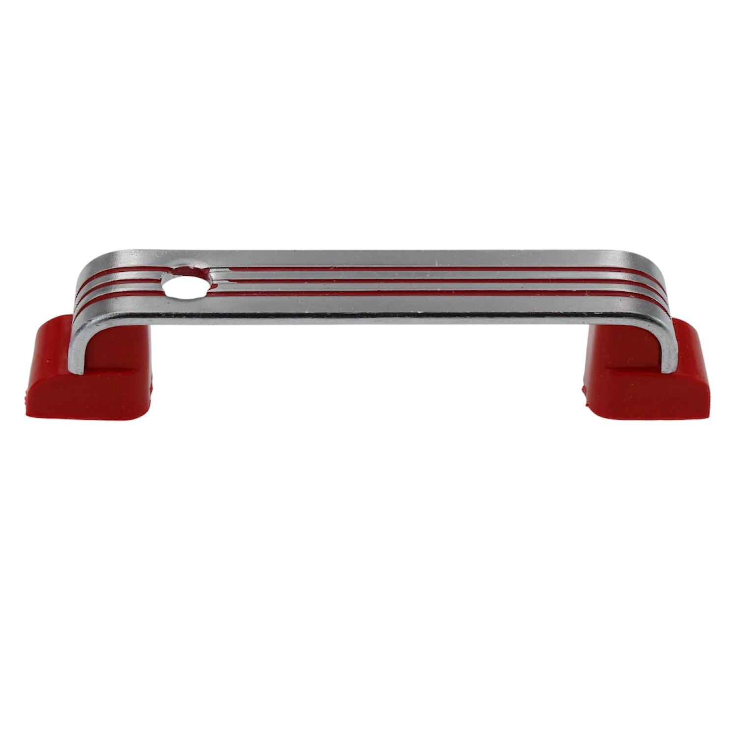 National Lock Master Chrome With Red Lines Push Button Cabinet Catch N61-6303-RD