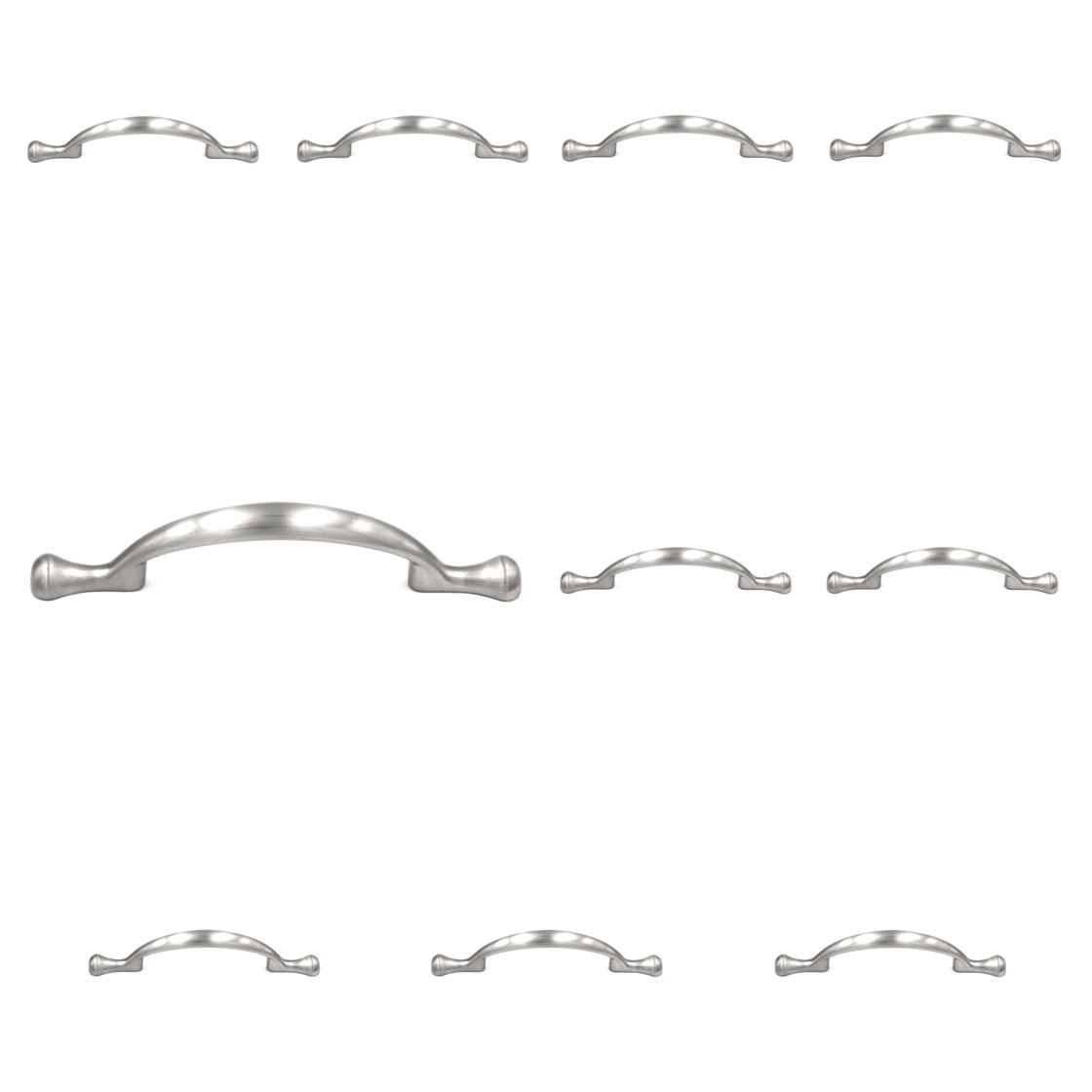 10 Pack Hickory Conquest P14174-SN Satin Nickel 3"cc Arch Footed  Cabinet Handle Pull