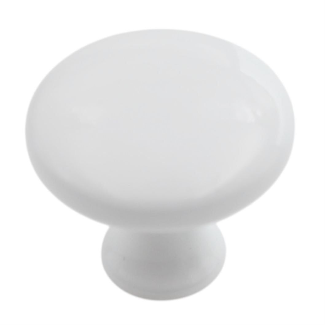 10 Pack Hickory Hardware Conquest 1 1/8" Round White Metal Cabinet Knob P14255-W