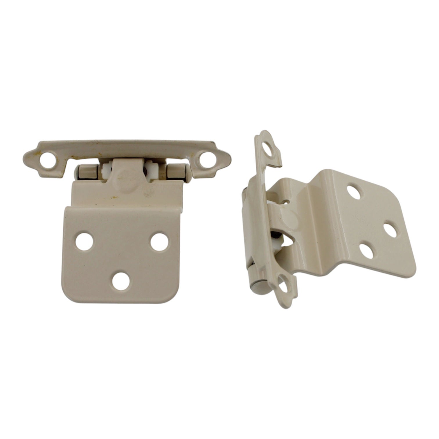 Pair Almond Powder P143-A3 Hickory 3/8" Inset Self-Closing Cabinet Hinges