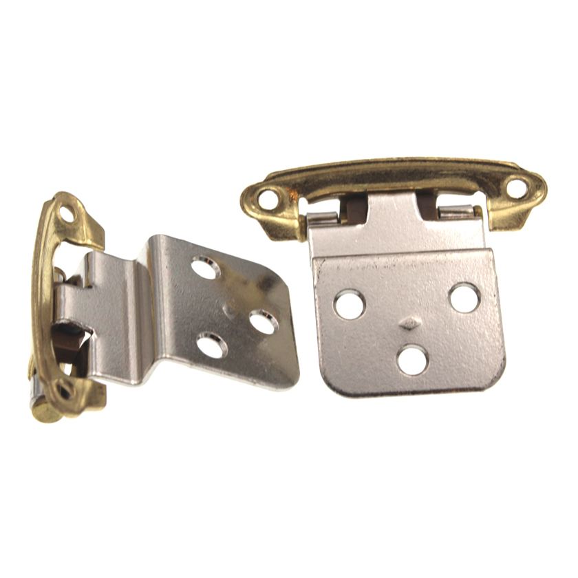 Pair of Hickory Hardware P143-PBCH Chrome & Polished Brass 3/8" Inset Hinges