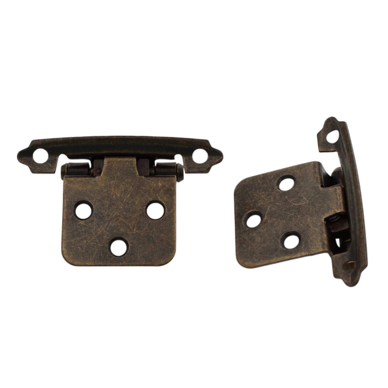 Hickory Hardware Flush Overlay Self-Closing Cabinet Hinges Antique Brass P144-AB
