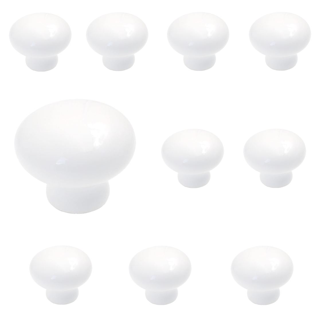 10 Pack P14630-W White Finish 1 1/8" Mushroom Cabinet Knob Pull Belwith Conquest