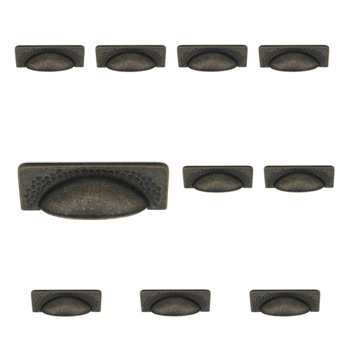 10 Pack Hickory Hardware Craftsman Windover Antique 3 3/4" (96mm)cc Cup Pulls P2174-WOA