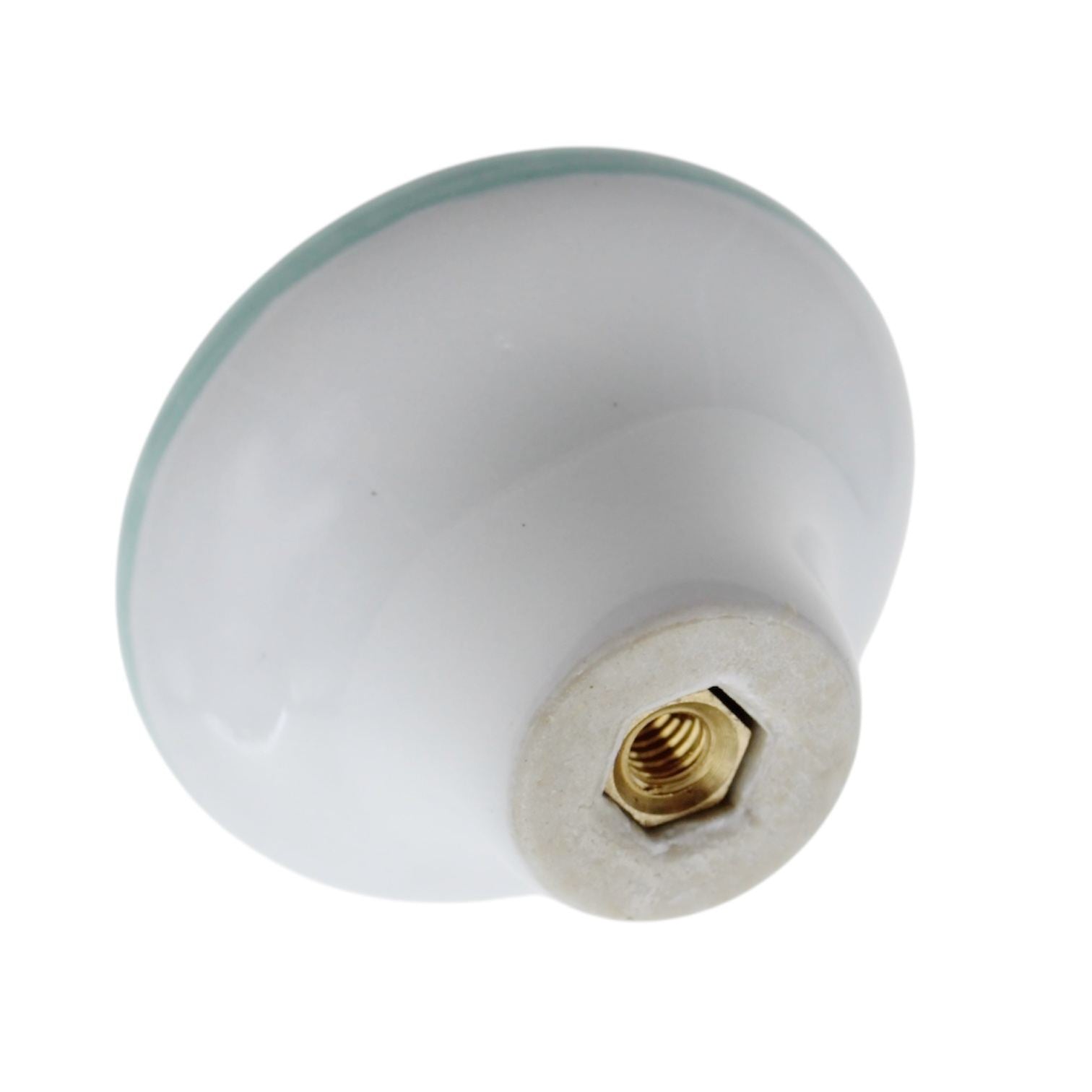 20 Pack Hickory Hardware English Cozy 1 1/2" White and Green Checked Ceramic Cabinet Knob P2180-WGRCK