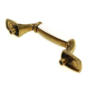 Hickory Hardware Manor House Polished Brass and White 3"cc Cabinet Handle P248-W