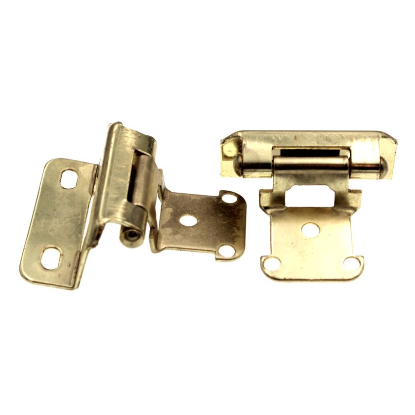 Pair Hickory Hardware Hinges Partial Wrap 1/2" Overlay Polished Brass P2710F-3