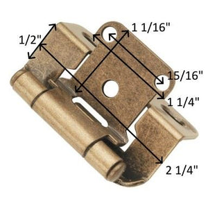 Pair Hickory Hardware Hinges Partial Wrap 1/2" Overlay Polished Brass P2710F-3
