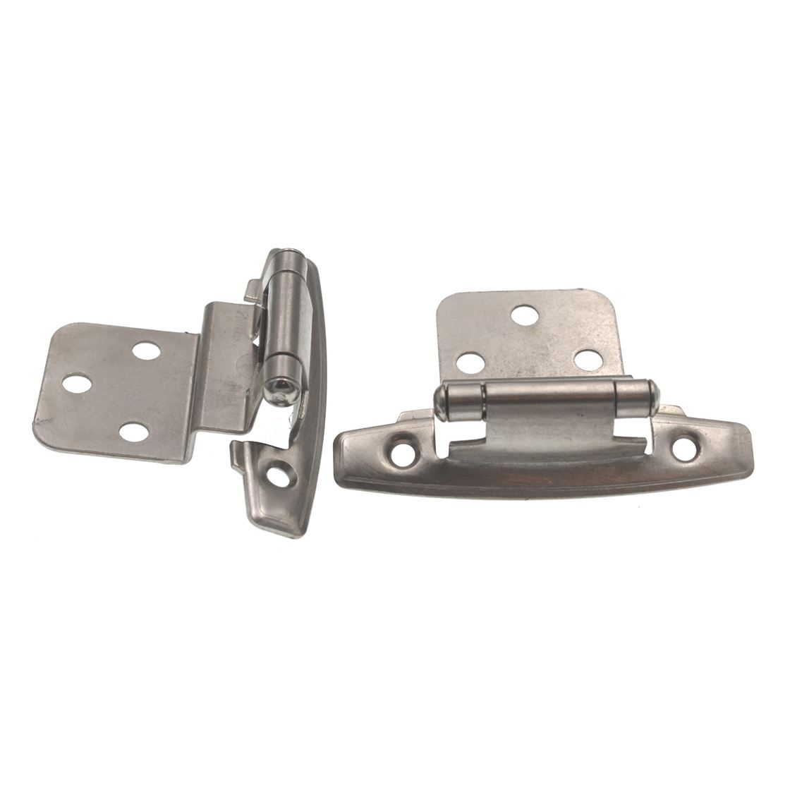 Pair Hickory Hardware Satin Silver Cloud 3/8" Inset Hinges Self-Closing P295-SC