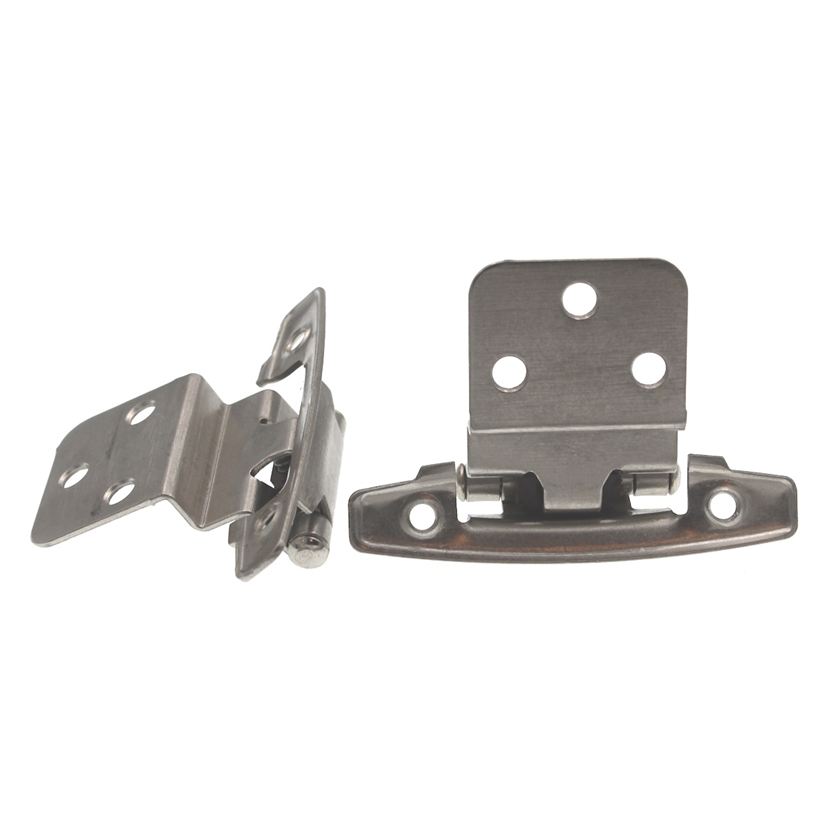 Pair Hickory Hardware Satin Silver Cloud 3/8" Inset Hinges Self-Closing P295-SC