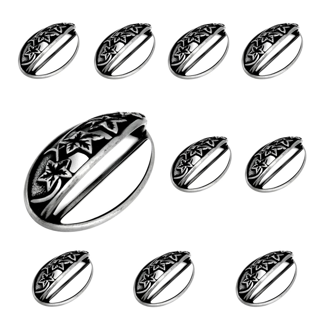 10 Pack Hickory Country Satin Pewter Antique, White Porcelain 3"cc Leaf Cup Pulls P3033-SPAW