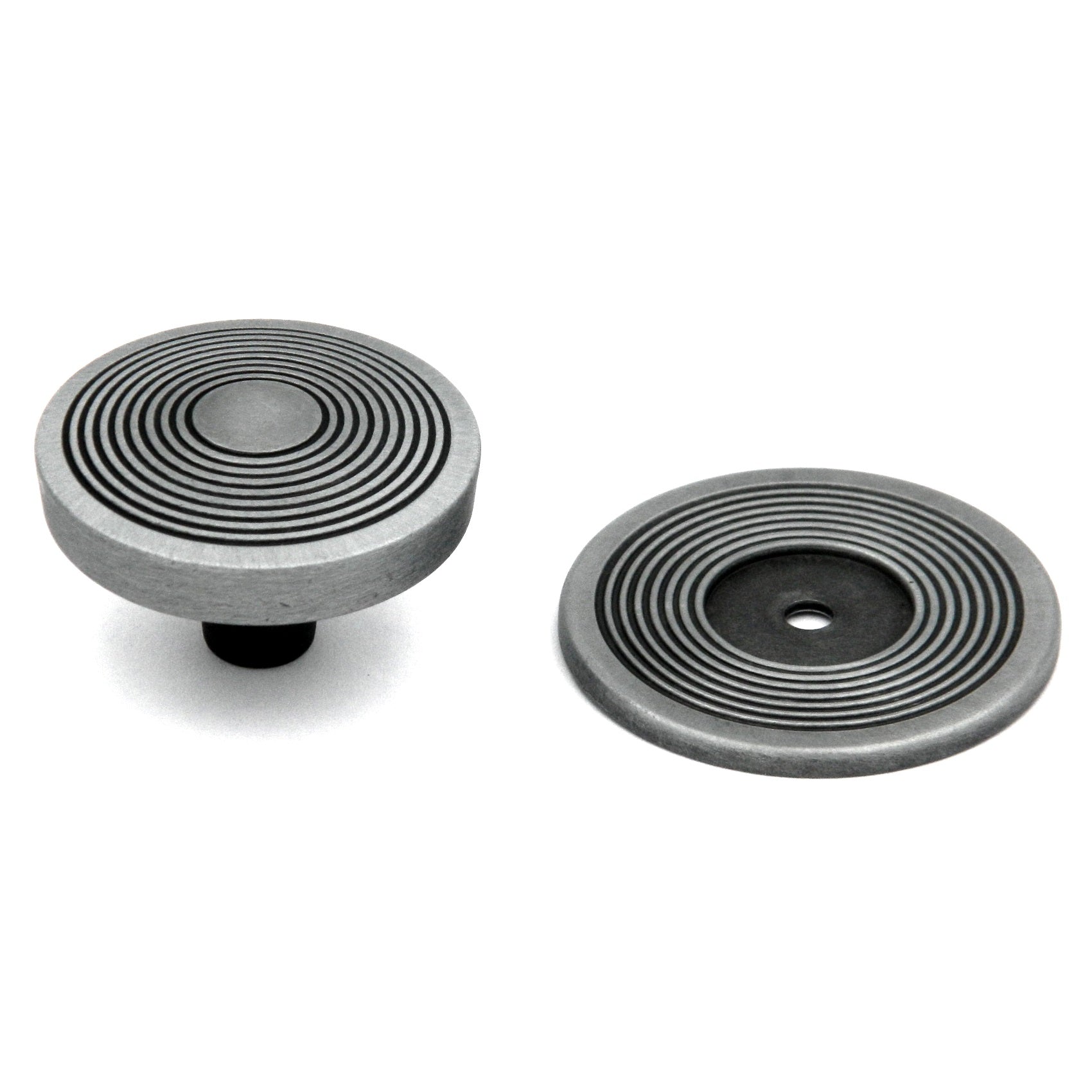 10 Pack Hickory Hardware Encore Knob 2" Backplate Satin Pewter Antique P3122-SPA