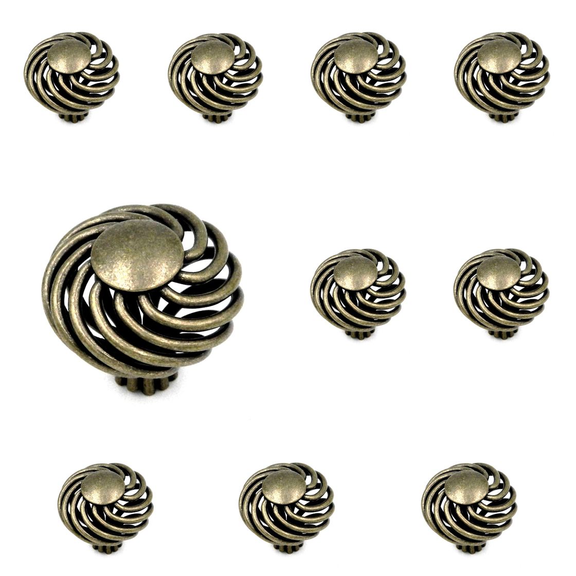 10 Pack Hickory Hardware Callis Country 1 5/8" Wrought Brass Birdcage Basket Cabinet Knob P3653-WRB