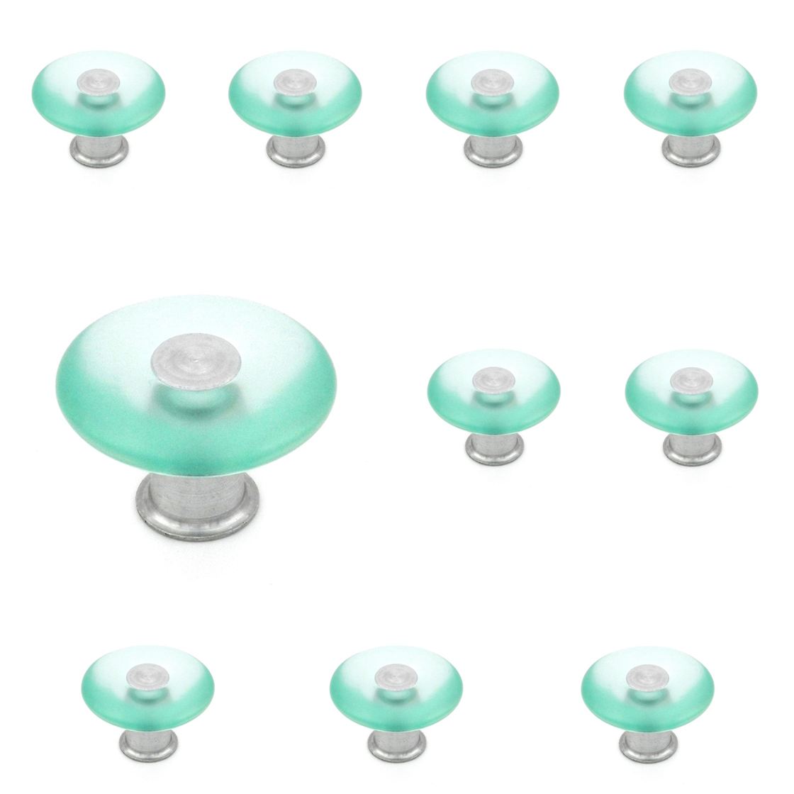 10 Pack Belwith Keeler Eclectic Accents 1 5/8" Frosted Blue and Chrome Cabinet Knob P3685-FB