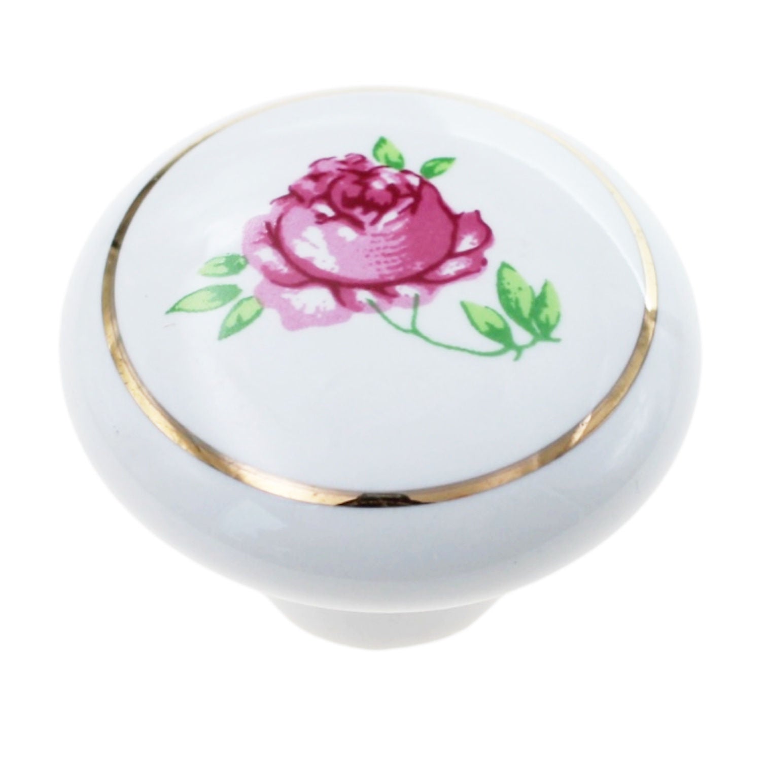 Liberty Ceramic White Pink Ceramic Flower 1 5/16" Knob P40011H-W-C7