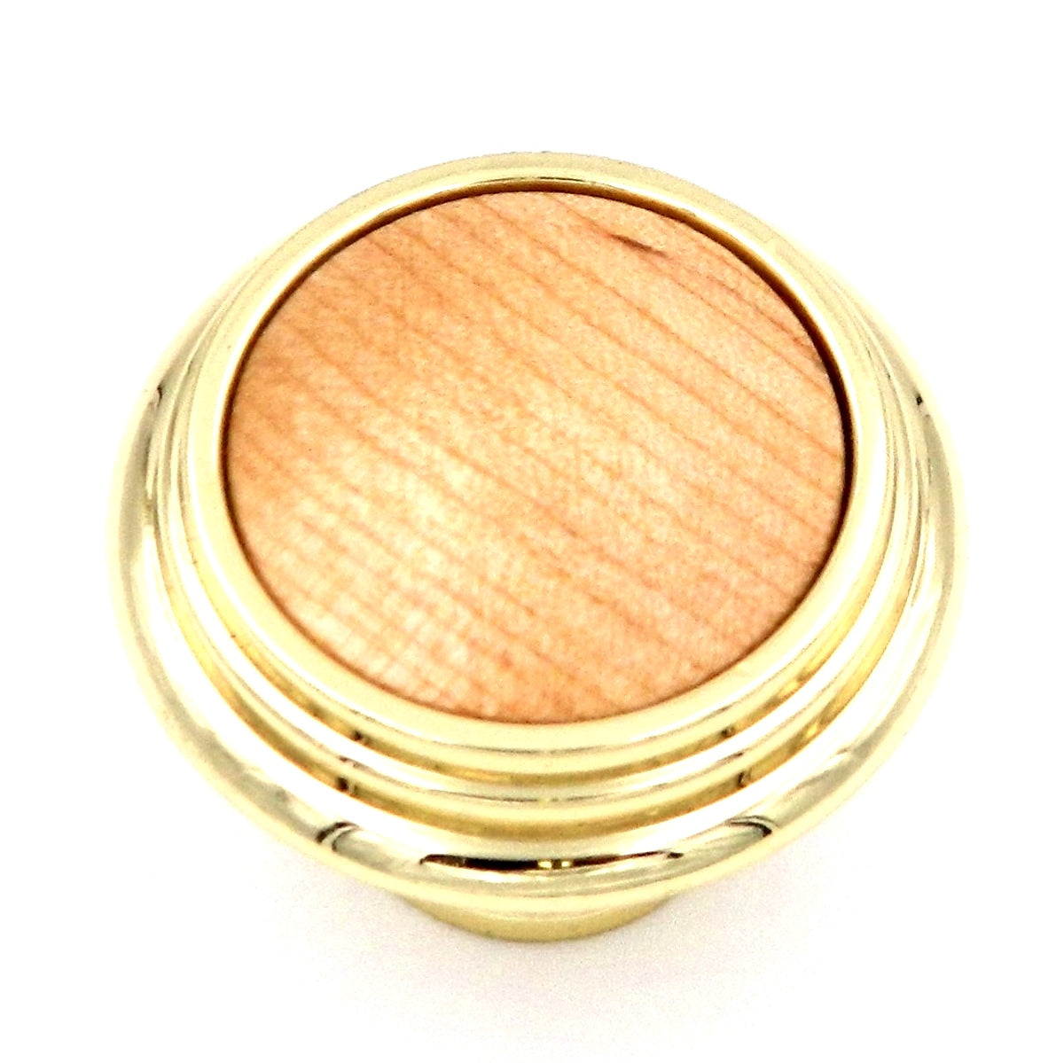 Hickory Hardware Polished Brass and Natural Maple Wood Center 1 1/4" Cabinet Knob P415-NM