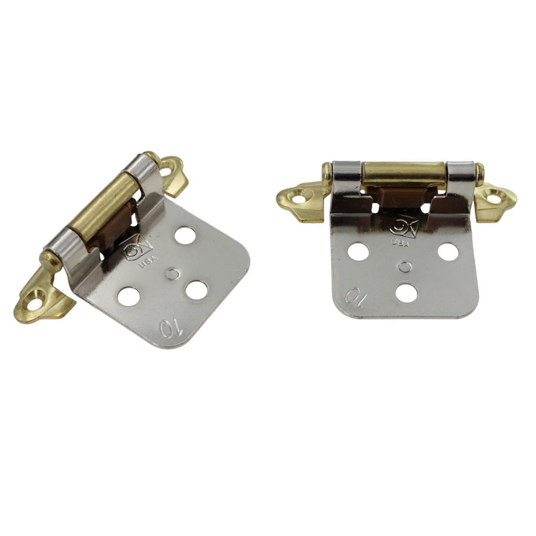 1 Pair Belwith P50010F-PBCH Chrome, Polished Brass Self-Closing Cabinet Hinges
