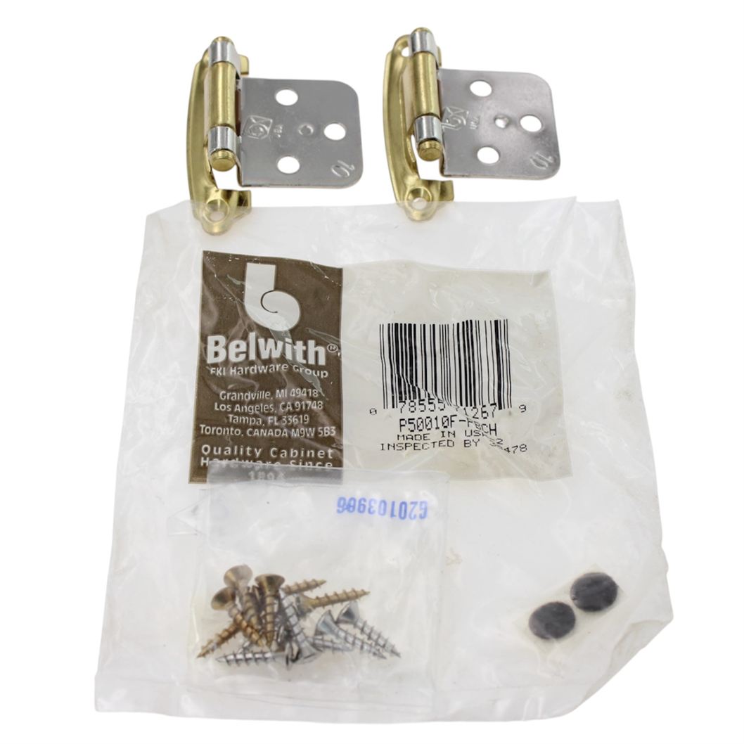 1 Pair Belwith P50010F-PBCH Chrome, Polished Brass Self-Closing Cabinet Hinges