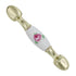 Liberty Brainerd 3" Ctr Polished Brass Cabinet Pull White Center Pink Rose 69424
