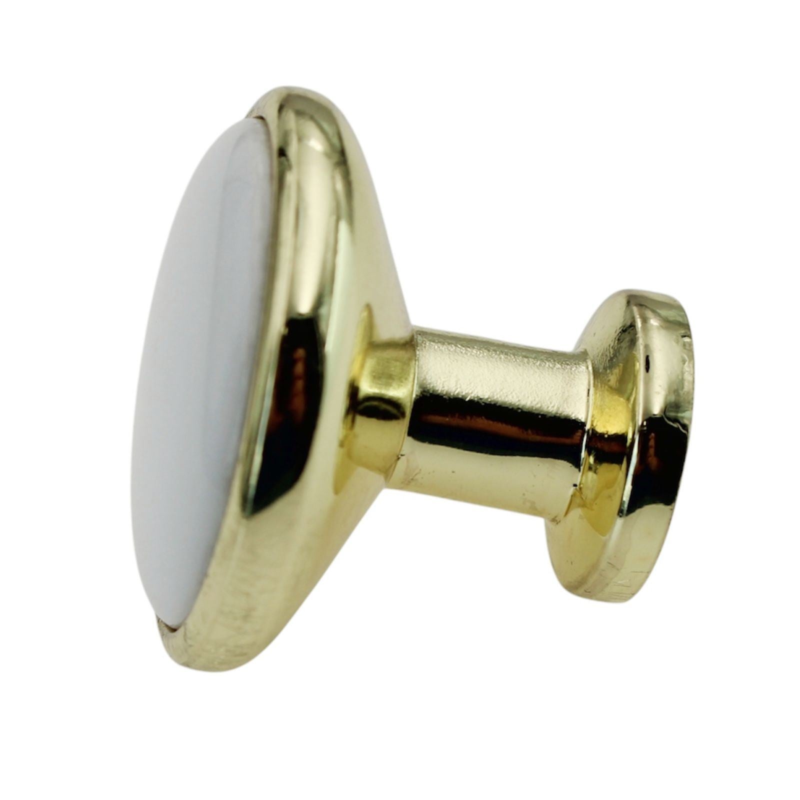 Pack of 25 P50162-PBW-C Polished Brass 1 1/4" Cabinet Knob White Center Liberty