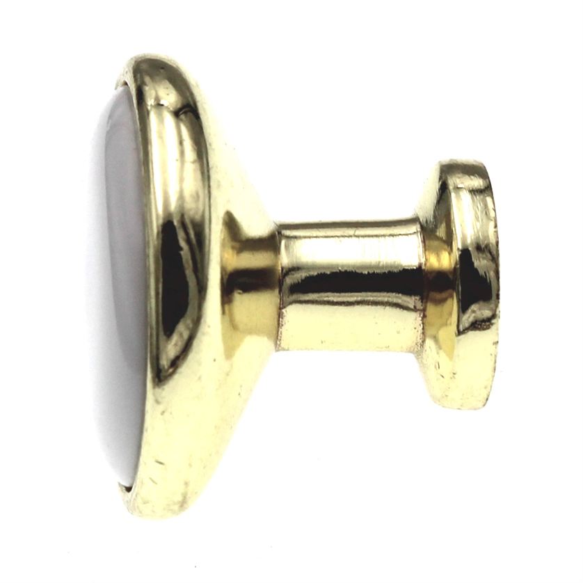 Pack of 25 P50162-PBW-C Polished Brass 1 1/4" Cabinet Knob White Center Liberty