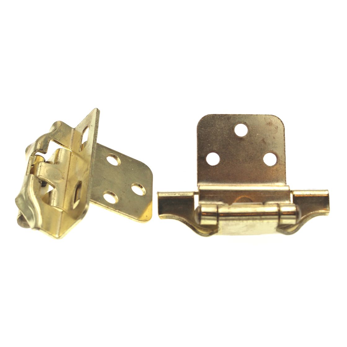 Pair Hickory Polished Brass Partial Wrap 3/8" Inset 1/4" Overlay Hinge P61030F-3