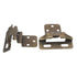 Pair of Hickory Antique Brass Partial Wrap 3/8" Inset, 1/4" Overlay Hinges P61030F-AB