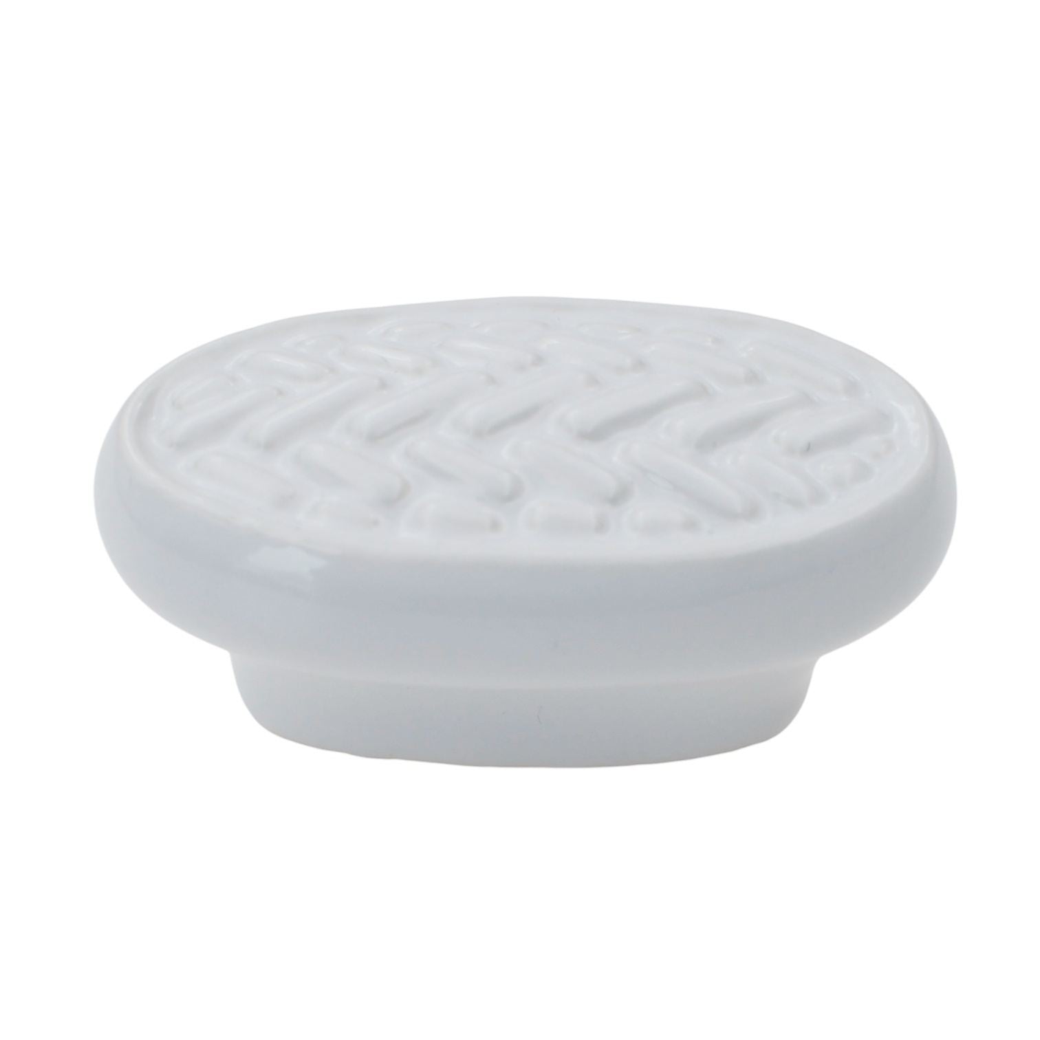 Hickory Hardware English Cozy White Oval basket weave 2" Porcelain Cabinet Knob PA0315-W