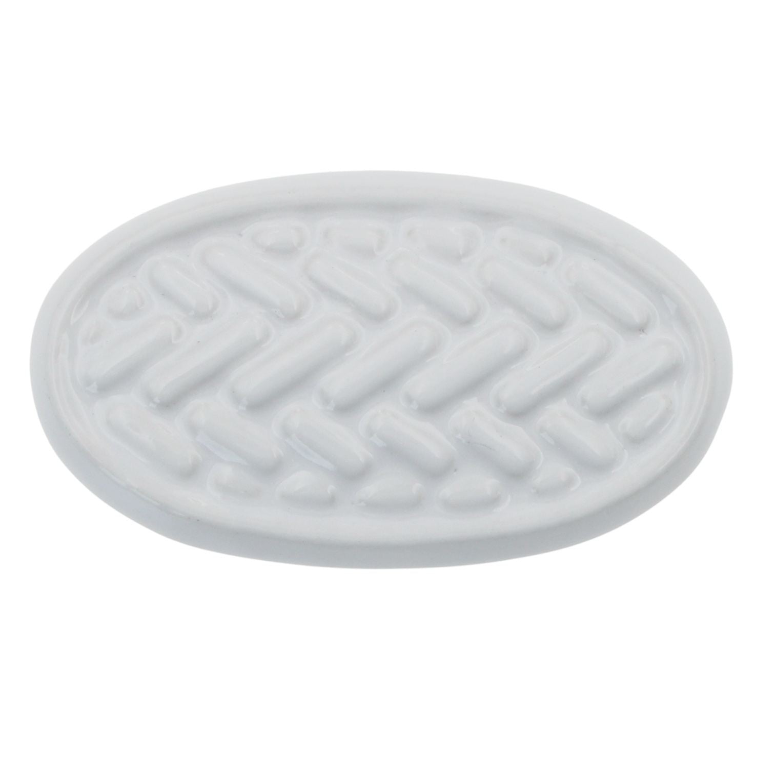 10 Pack Hickory English Cozy PA0315-W Basket Weave White 2" Oval Cabinet Knobs