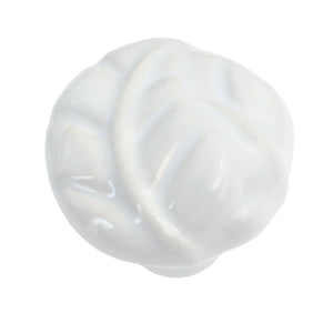 Hickory Hardware English Cozy White Round Leaf 1 3/8" Porcelain Cabinet Knob PA0316-W