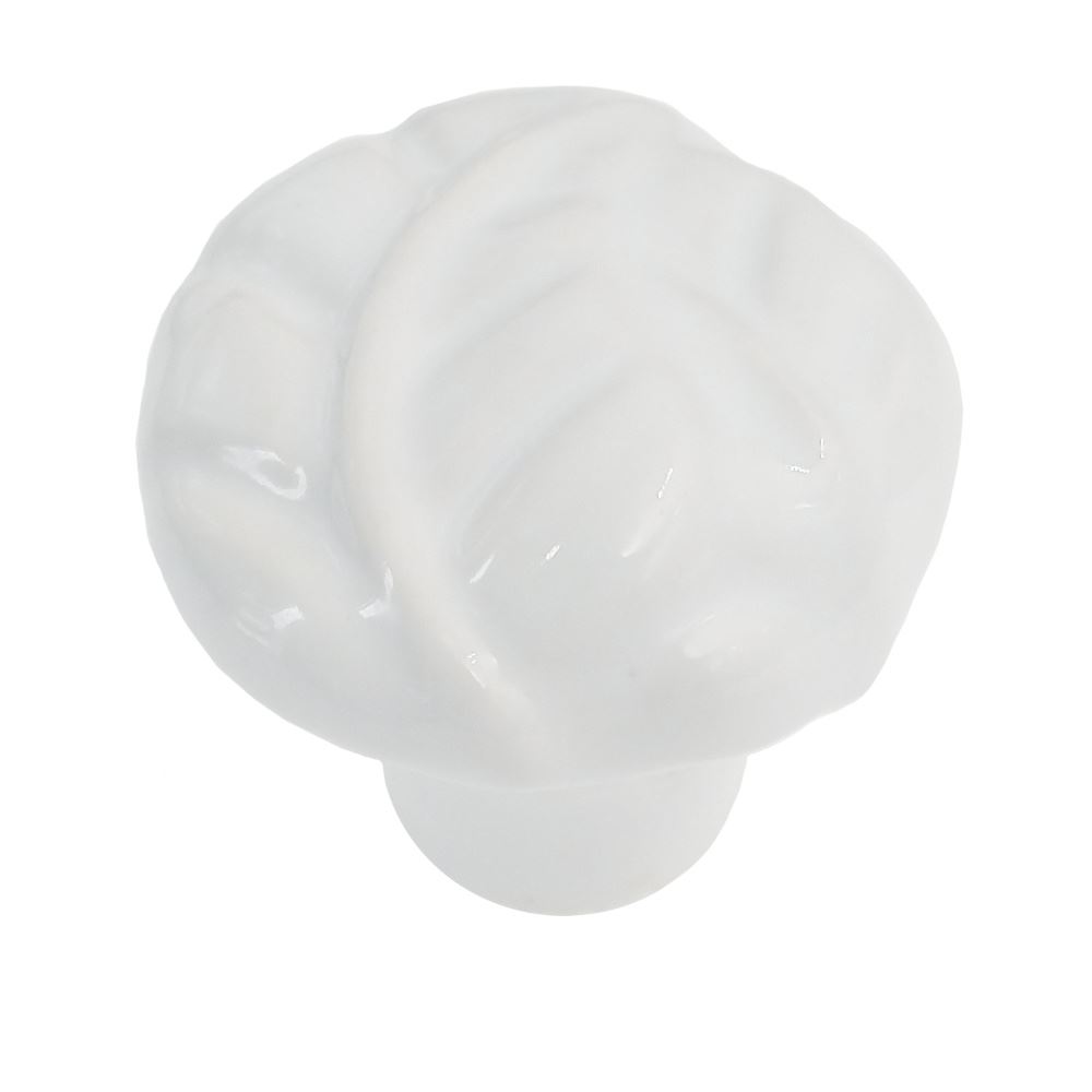 Hickory Hardware English Cozy White Round Leaf 1 3/8" Porcelain Cabinet Knob PA0316-W