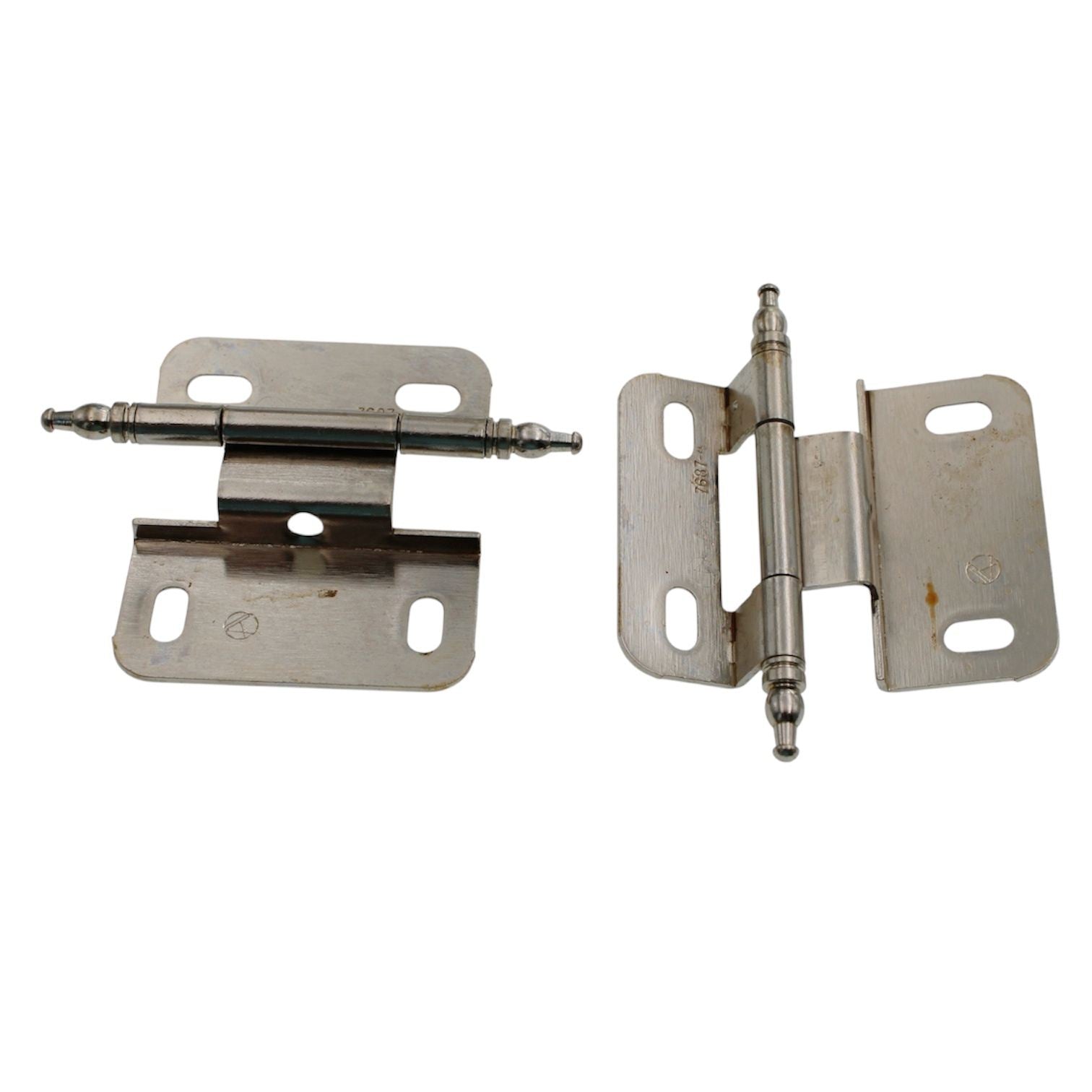 Pair Amerock 3/8" Inset Cabinet Wrap Hinge Minaret Tip Bright Nickel PK7687M-14