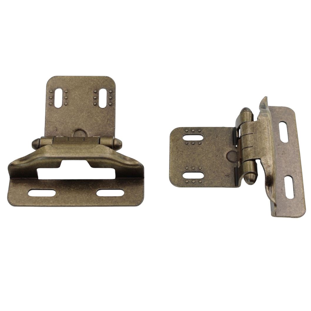 Pair Bommer Antique Brass 1/4" Overlay Adjustable Partial Wrap Hinges SCH102-AB