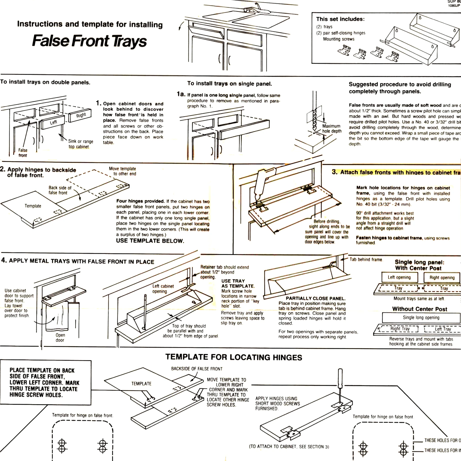Amerock Sink Front Tip-Out Tray BP7560-BB Hinge 14" Almond Steel 2 Pack C8426-15