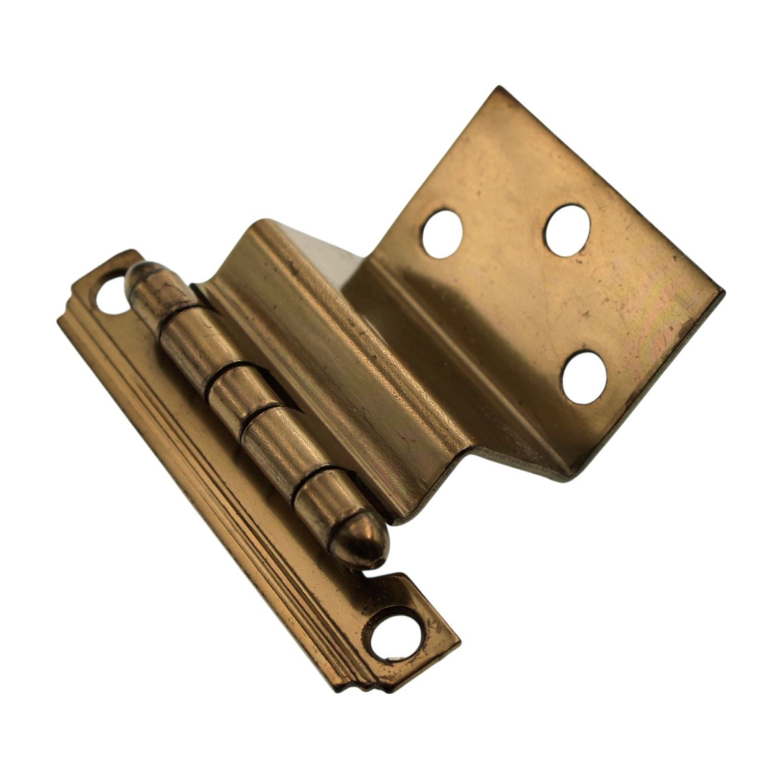 Pair National Mfg. Dull Brass 3/4" Inset Art Deco Cabinet Hinge V460D-3-4-3
