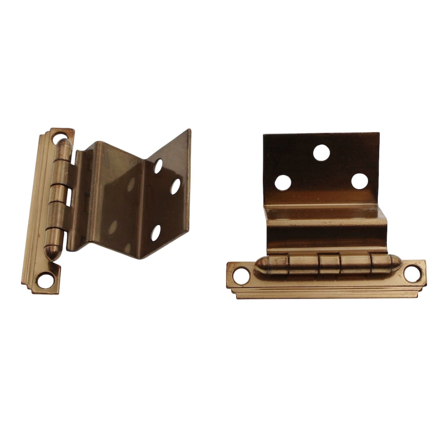 Pair National Mfg. Dull Brass 3/4" Inset Art Deco Cabinet Hinge V460D-3-4-3