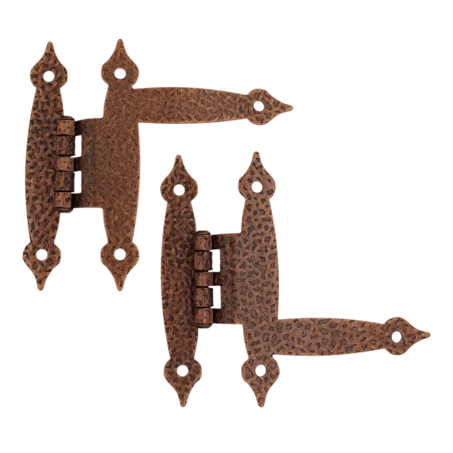 Hammered 3/8" Offset HL Hinge Face Mount Antique Copper Spade Tip W1622-AC